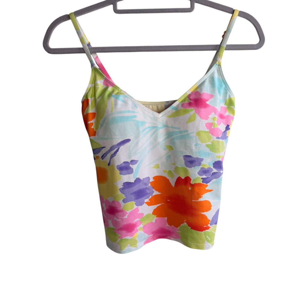 Lauren Ralph Lauren Floral Watercolor Tankini Swim Top Size 6 Padded Adjustable